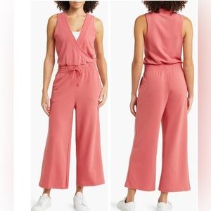 Nike Yoga soft coral/pink soft fleece wide leg jumpsuit